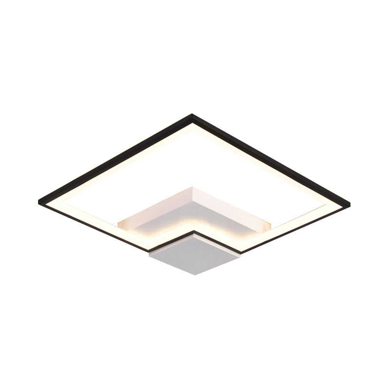 Black/White/Black and White Torch Square Ceiling Lamp Simplicity 16"/19.5"/23.5" Wide LED Acrylic Flush Mount Light in Warm/White Light