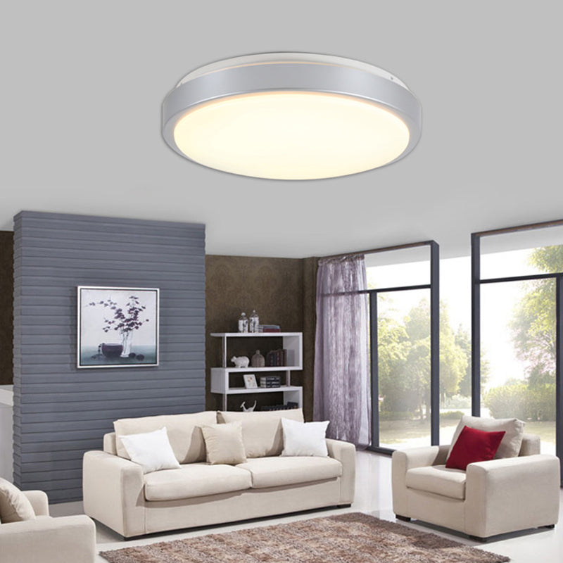 Acrylique Shade Flush Mount Ceiling Light Modern Metal Silver LED Ceiling Flush Mount for Living Room in Warm / White, 10.5 "/13" /16 " Dia