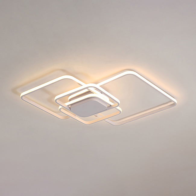 Brown/White Frame Ceiling Lighting Simplicity 1/2/3-Light Acrylic Semi Flush Mount Light in Warm/White/Natural Light, 16"/19"/23" Wide