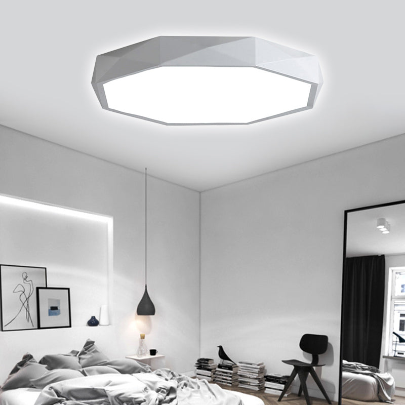 Octagon Metal Flush Lighting Modern Led 16"/19.5"/23.5" Wide White Flush Mount Lamp for Living Room