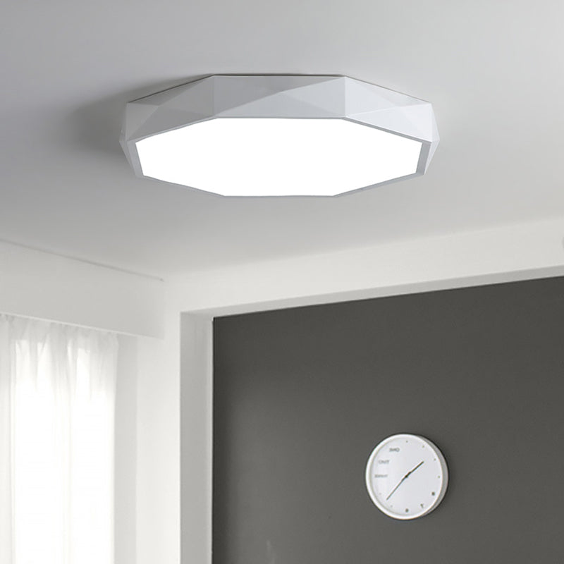 Octagon Metal Flush Lighting Modern Led 16"/19.5"/23.5" Wide White Flush Mount Lamp for Living Room