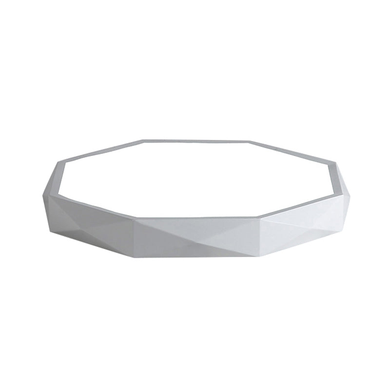 Octagon Metal Flush Lighting Modern Led 16"/19.5"/23.5" Wide White Flush Mount Lamp for Living Room