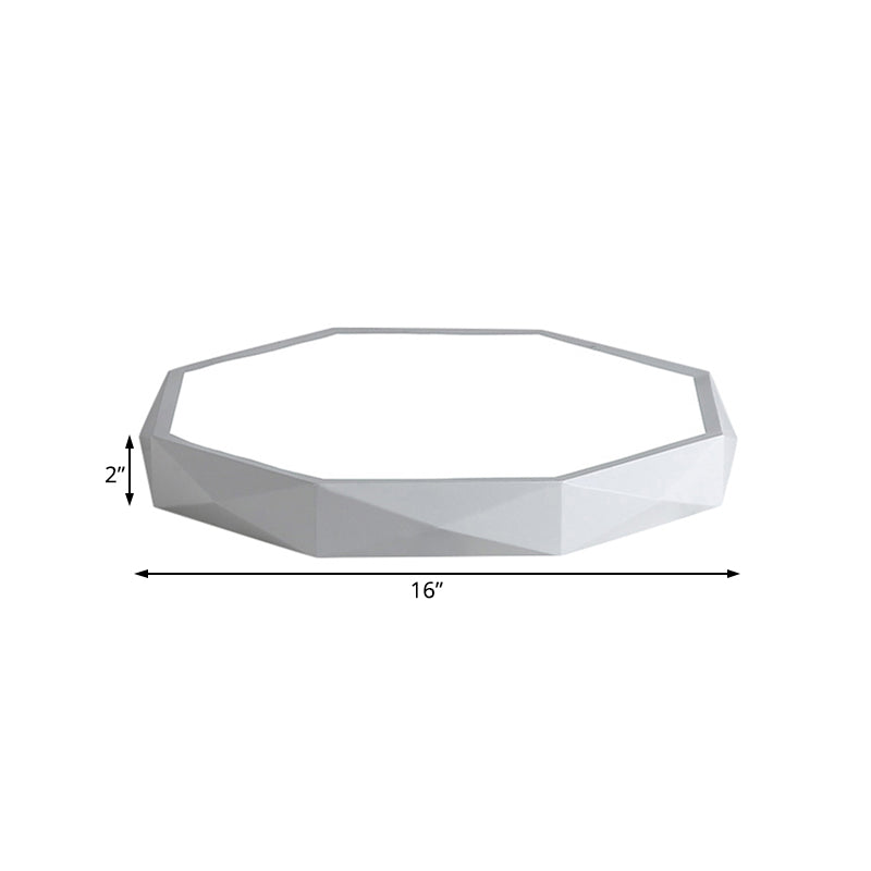 Octagon Metal Flush Lighting Modern Led 16"/19.5"/23.5" Wide White Flush Mount Lamp for Living Room