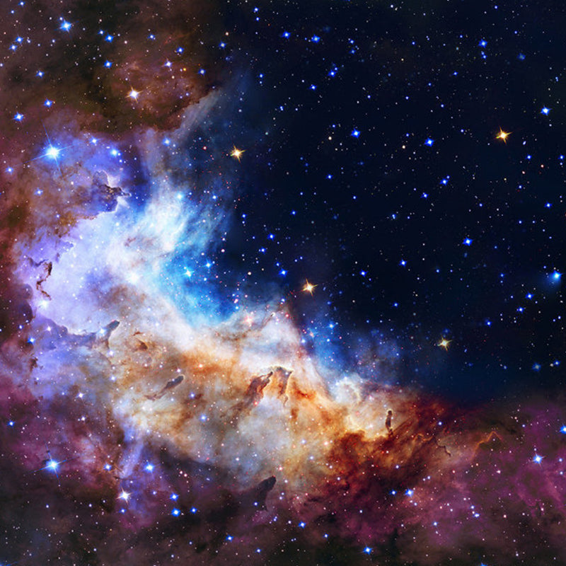 Big Galaxy Wall Covering for Living Room Stars Mural Wallpaper in Blue and Purple, Stain-Resistant