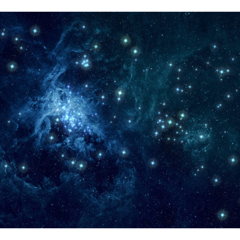 Whole Gleaming Galaxy Mural Wallpaper for Living Room Stars Wall Art in Blue, Water-Resistant