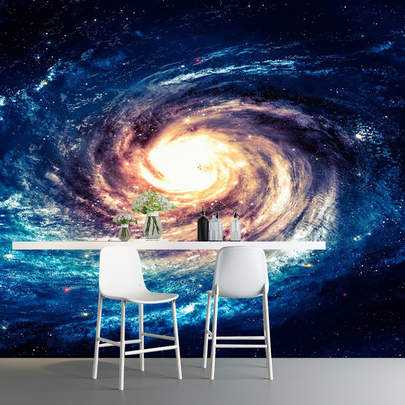 Swirling Nebula Wall Mural Decal for Home Decor, Blue and Orange, Personalized Size Available