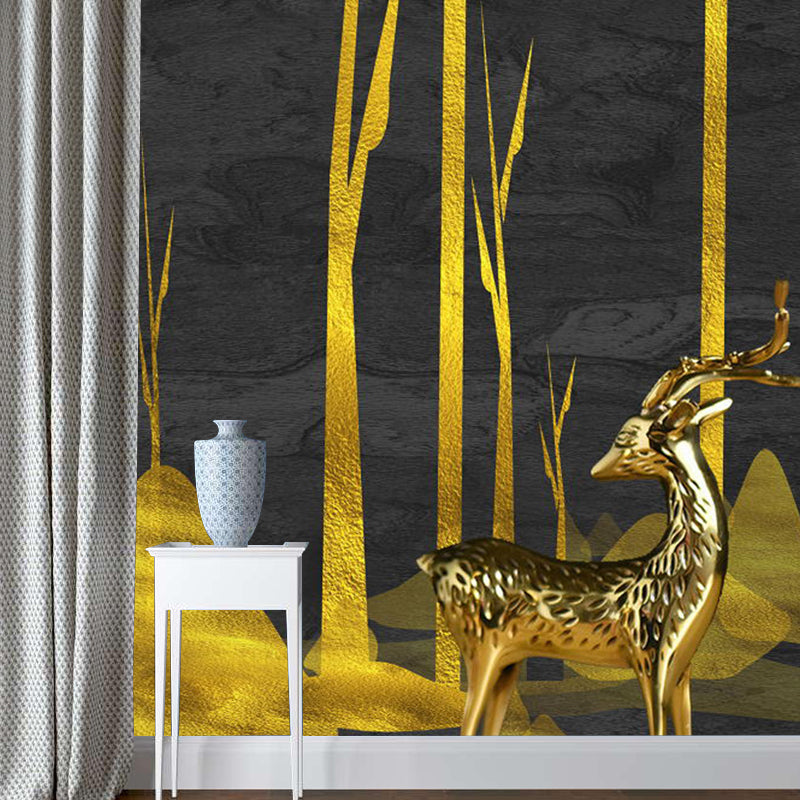 Illustration Elk Deer Mural Wallpaper Full Size Wall Decor for Guest Room, Made to Measure