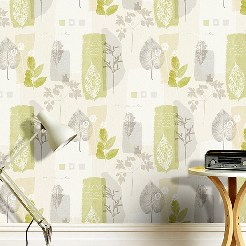 Decorative Leaves Wallpaper Non-Woven Fabric Minimalist Wall Covering for Bedroom