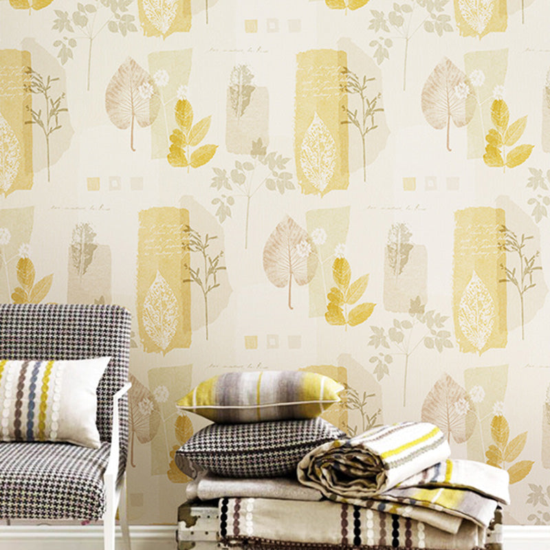 Decorative Leaves Wallpaper Non-Woven Fabric Minimalist Wall Covering for Bedroom