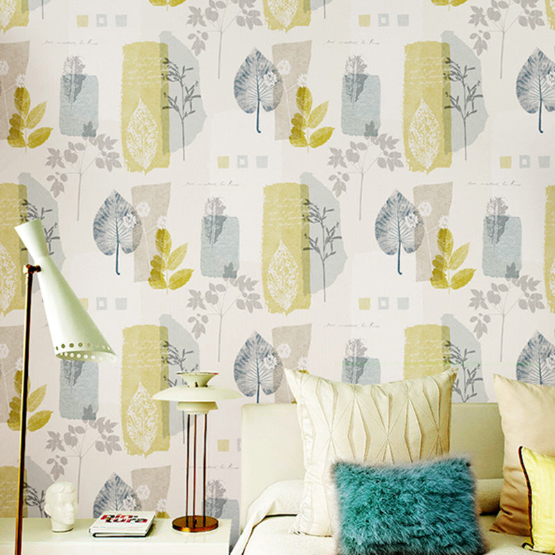 Decorative Leaves Wallpaper Non-Woven Fabric Minimalist Wall Covering for Bedroom