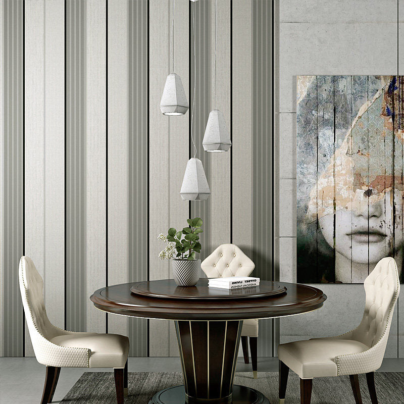 Simplicity Wall Covering in Soft Color Vertical Stripe Wallpaper Roll, 20.5"W x 31'L