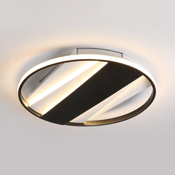 Living Room Ring Ceiling Mount Light Acrylic Modern Simple Ceiling Lamp in Black