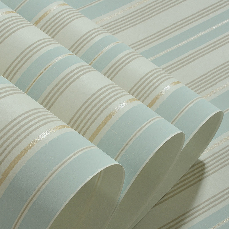 Vertical Stripe Wall Covering for Bedroom Decoration Modern Wallpaper in Blue, 33 ft. x 20.5 in