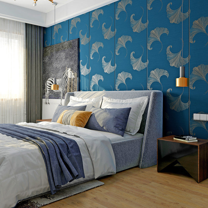 Nordic Ginkgo wandbekleding in natuurlijke kleur gastenkamer decoratief kuddebehang, 28"W x 31'L