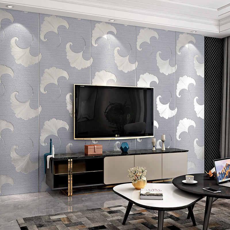 Nordic Ginkgo wandbekleding in natuurlijke kleur gastenkamer decoratief kuddebehang, 28"W x 31'L