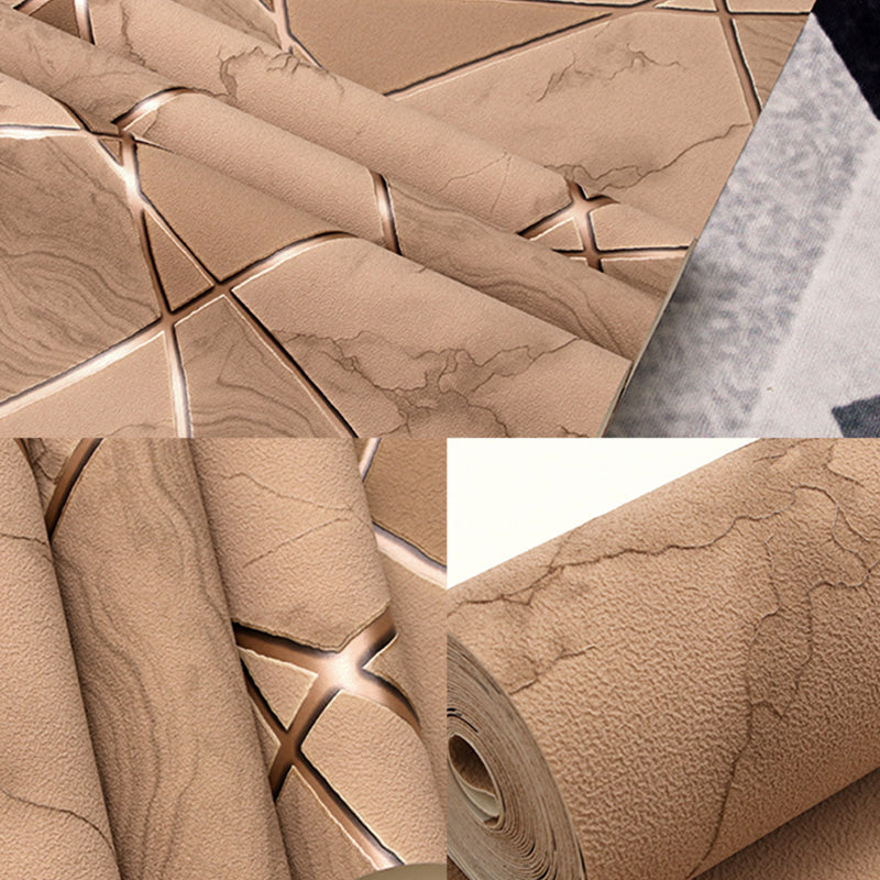 Natural Color Marble Effect Wallpaper Stain-Resistant Flock Textured Wall Covering for Bathroom