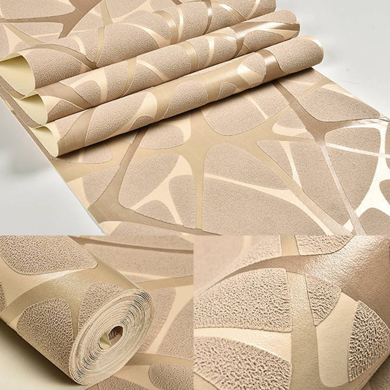 Color Block Wall Decor in Natural Color Living Room Flock Textured Wallpaper in Natural Color, 20.5"W x 31'L