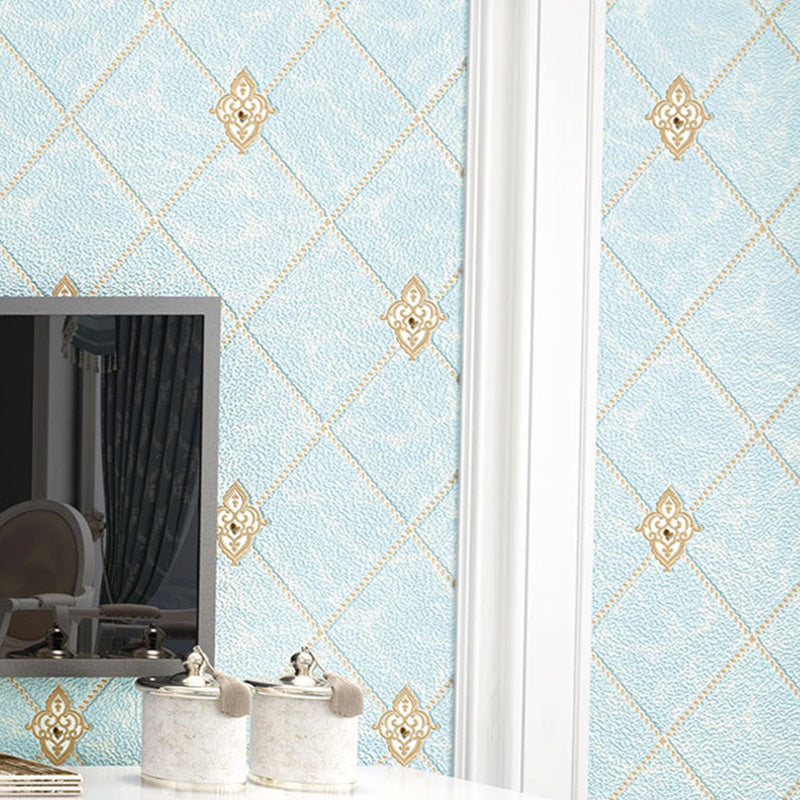 Decorative Harlequin Wall Covering Flock Textured Simple Wallpaper for Dining Room with Embedded Diamond