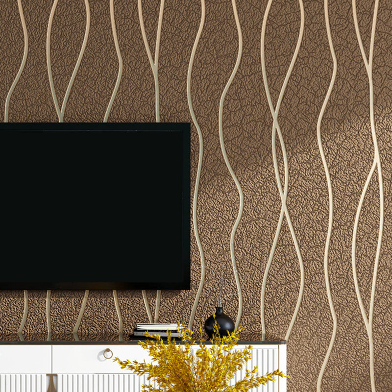 31' x 20.5" Simplicity Wallpaper Roll in Soft Color Lines Flock Wall Decor, Non-Pasted