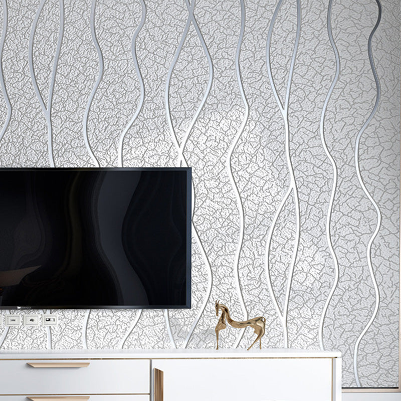 31' x 20.5" Simplicity Wallpaper Roll in Soft Color Lines Flock Wall Decor, Non-Pasted