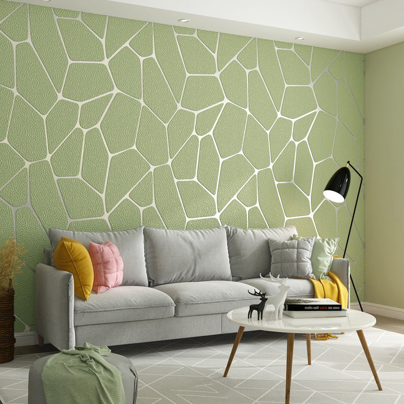 Scandinavische wanddecoratie in neutrale kleuren, 20,5 inch x 31 ft, geometrieën, getextureerde behangrol voor logeerkamer
