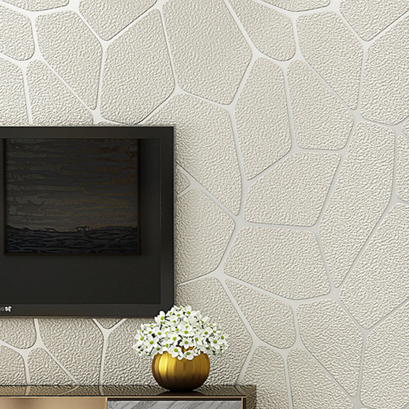 Scandinavische wanddecoratie in neutrale kleuren, 20,5 inch x 31 ft, geometrieën, getextureerde behangrol voor logeerkamer