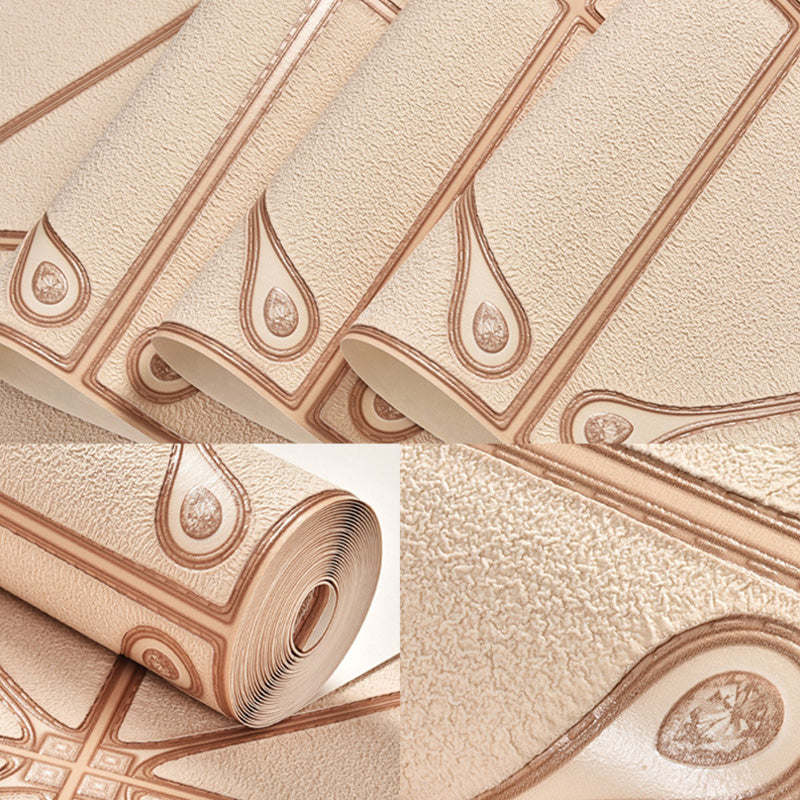 Geometries Wallpaper Roll for Living Room Decoration Simplicity Flock Wall Covering, 20.5-inch x 33-foot