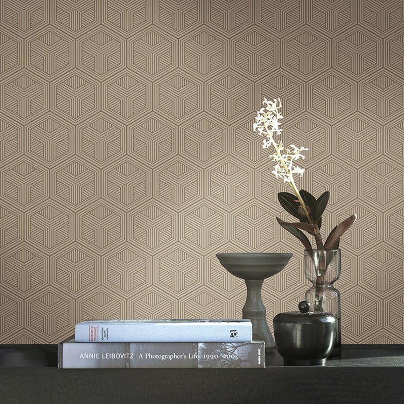 Naturfarbene Simplicity-Wandverkleidung, 57,1 Quadratfuß. Tapete mit Geometrien für die Schlafzimmerdekoration