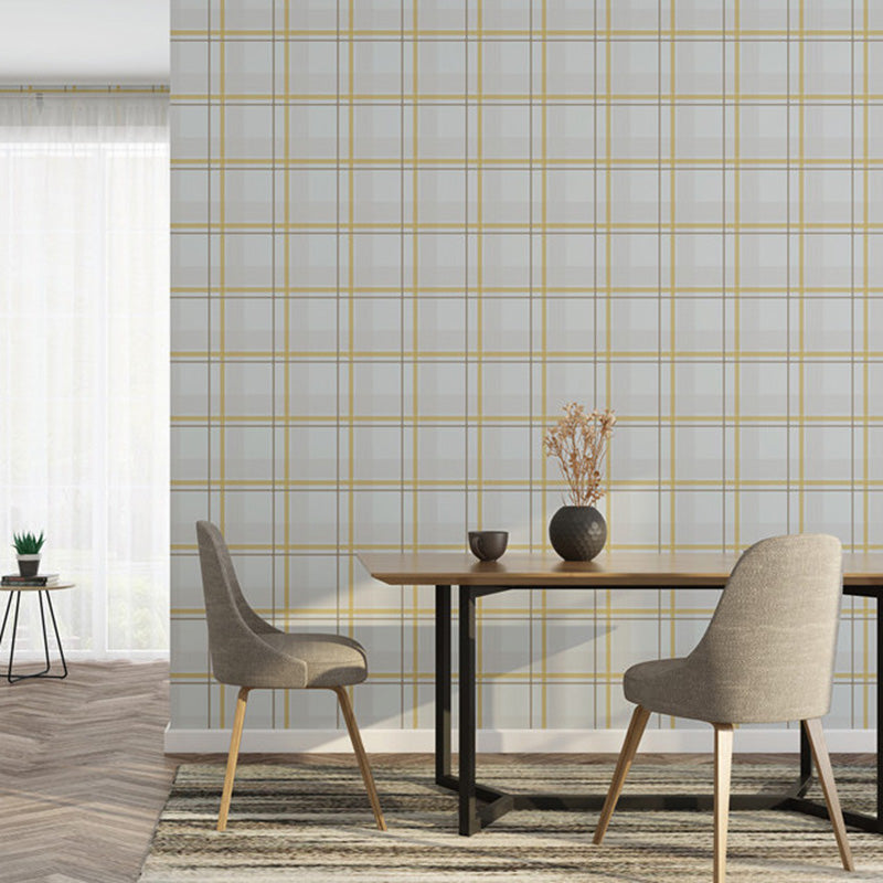 Lichtgekleurde Checker-wandbekleding Vlekbestendig behangrol voor gastenkamerdecoratie