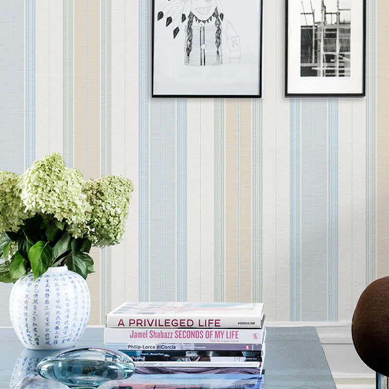 Eenvoudige wandbekleding met verticale strepen voor woondecoratie, behangrol van 50 m2 in pastelkleur