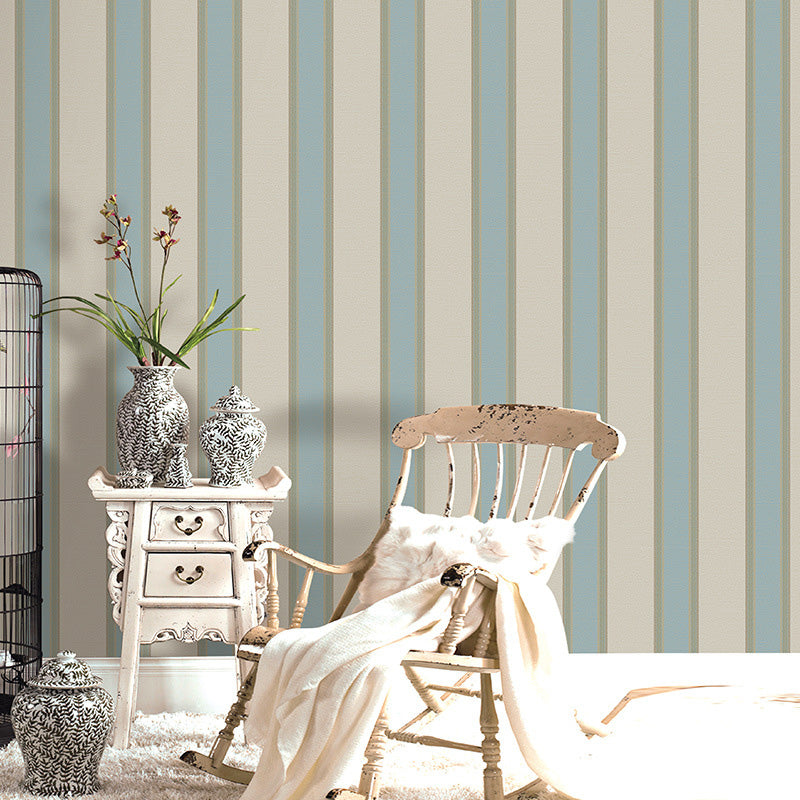 Rotolo di carta da parati a righe verticali per l'arredamento della camera da letto, rivestimento murale 33' x 20,5" in colore naturale, resistente alle macchie
