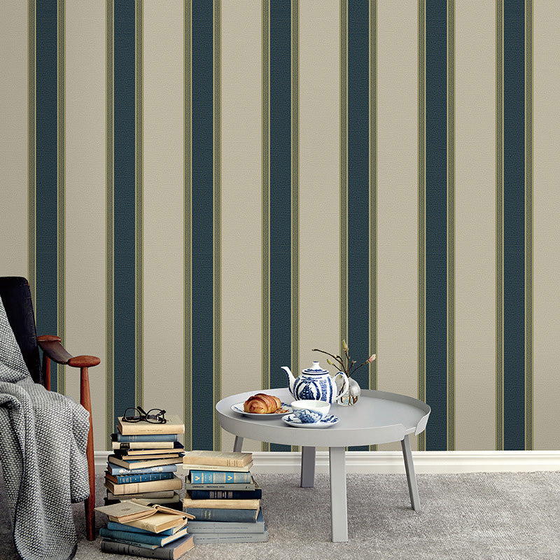 Rotolo di carta da parati a righe verticali per l'arredamento della camera da letto, rivestimento murale 33' x 20,5" in colore naturale, resistente alle macchie