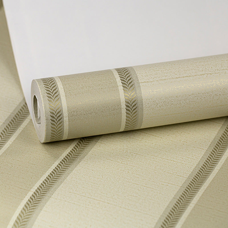 Vertical Stripe Wallpaper Roll for Bedroom Decor 33' x 20.5" Wall Covering in Natural Color, Stain-Resistant