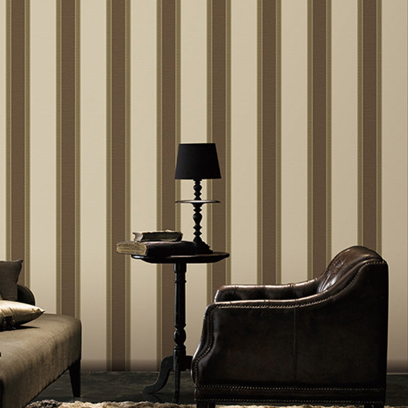 Rotolo di carta da parati a righe verticali per l'arredamento della camera da letto, rivestimento murale 33' x 20,5" in colore naturale, resistente alle macchie