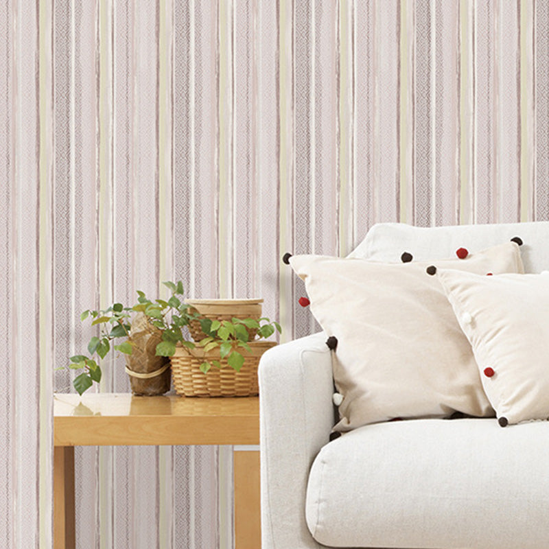 Rouleau de papier peint nordique de 57,1 pieds carrés pour la décoration de chambre d'amis avec motif à rayures verticales de couleur neutre