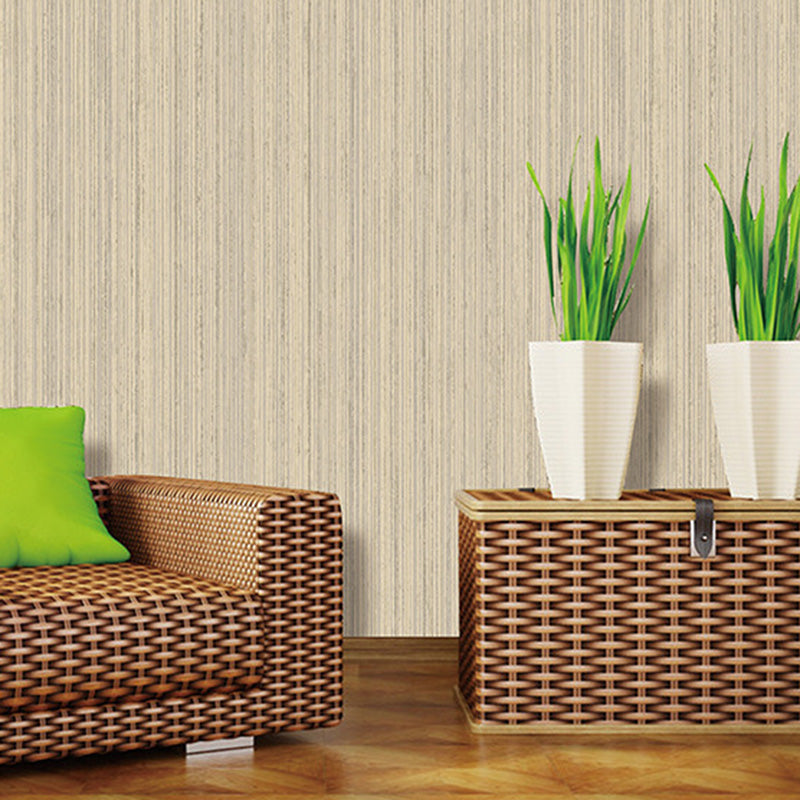 Papier peint à rayures verticales pour décoration de salon de couleur naturelle, 20,5 po x 33 pi, non encollé