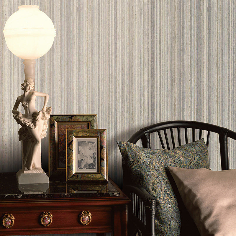 Water-Resistant Latitudinal Stripe Wallpaper Non-Woven Fabric Modern Wall Covering for Dining Room