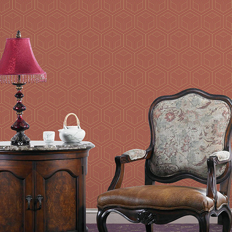 Moisture-Resistant Hexagon Wall Decor 20.5"W x 33'L Minimalist Wallpaper Roll for Living Room