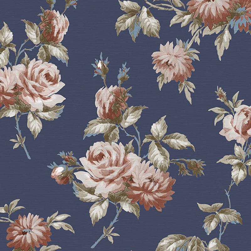 Floral Design Wall Covering in Natural Color Non-Woven Fabric Wallpaper for Living Room, 57.1 sq ft.