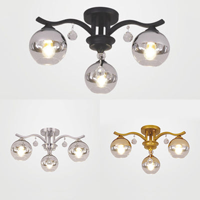 Sphere Shade Plafond Light With Crystal Deco 3 Lights Modern Clean Glass Glass Plafond Lampy Ford pour chambre