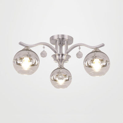 Sphere Shade Plafond Light With Crystal Deco 3 Lights Modern Clean Glass Glass Plafond Lampy Ford pour chambre