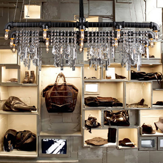 Rain Drop Island Chandelier Contemporary Crystal de 15 luces Lighting For Bar Restaurant