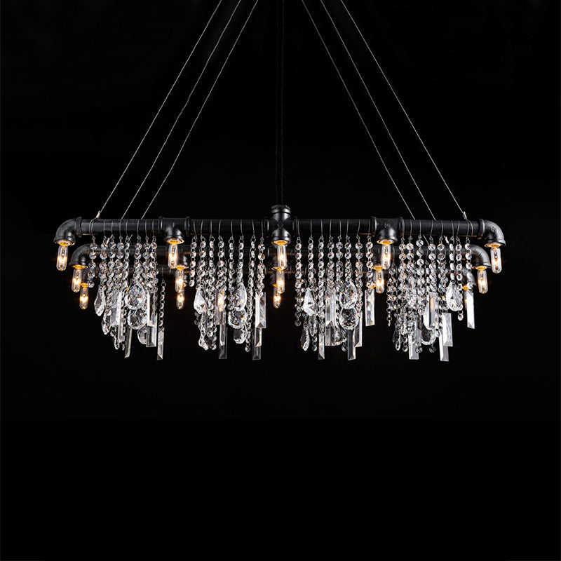Rain Drop Island Chandelier Contemporary Crystal de 15 luces Lighting For Bar Restaurant