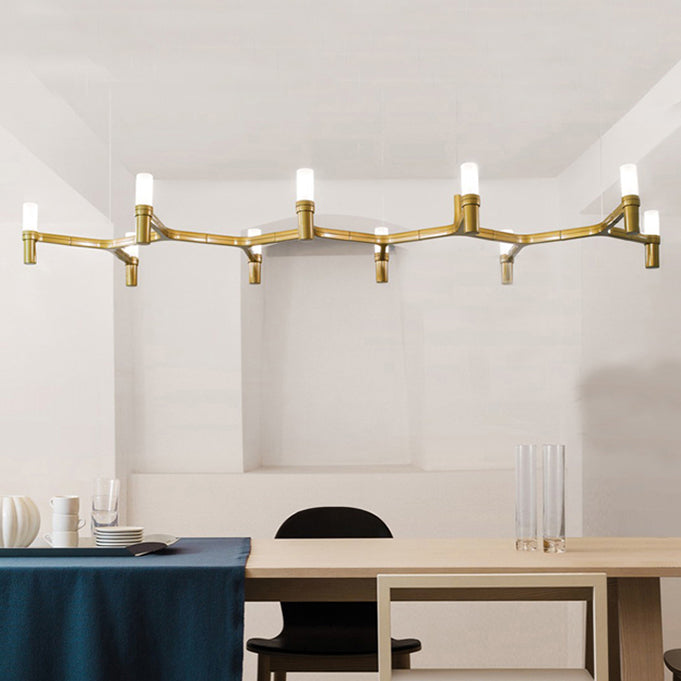 Gold/Silver Branch Ceiling Lighting Modernism 10 Heads Metallic Island Pendant Light with Bare Bulb for Dining Room