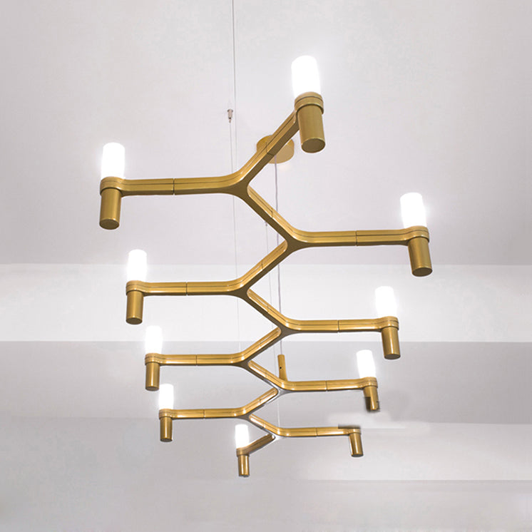 Gold/Silver Branch Ceiling Lighting Modernism 10 Heads Metallic Island Pendant Light with Bare Bulb for Dining Room