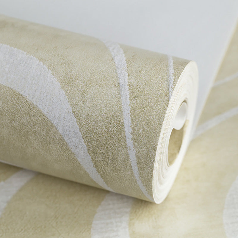 Abstract Waving Lines Wall Decor in Neutral Color Guest Room Wallpaper Roll, 20.5"W x 33'L