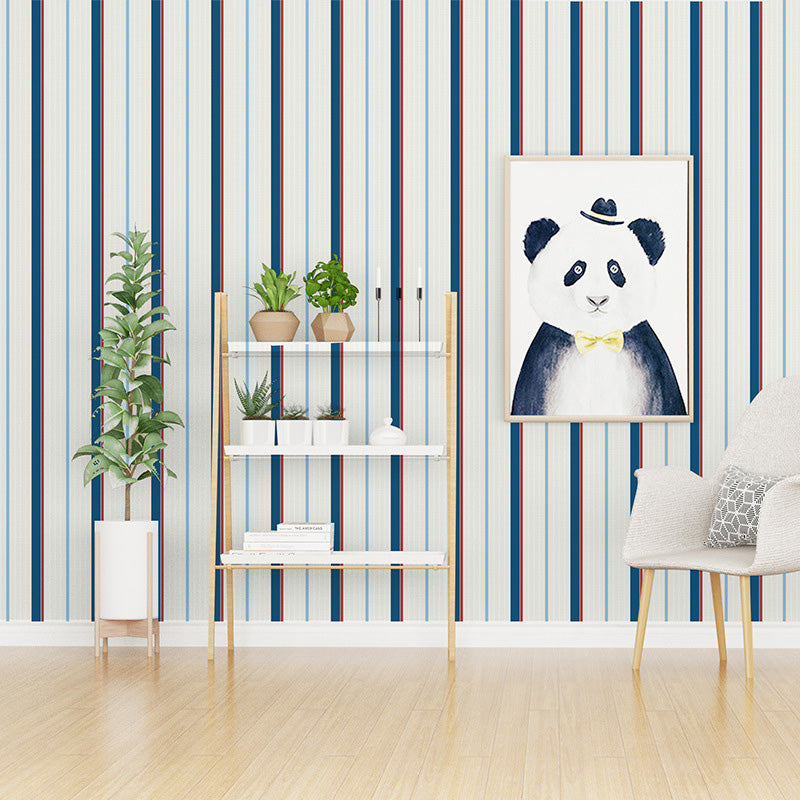 Neutral Color Latitudinal Stripes Wallpaper Roll Moisture-Resistant Wall Covering for Living Room