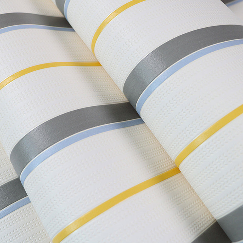 Neutral Color Latitudinal Stripes Wallpaper Roll Moisture-Resistant Wall Covering for Living Room