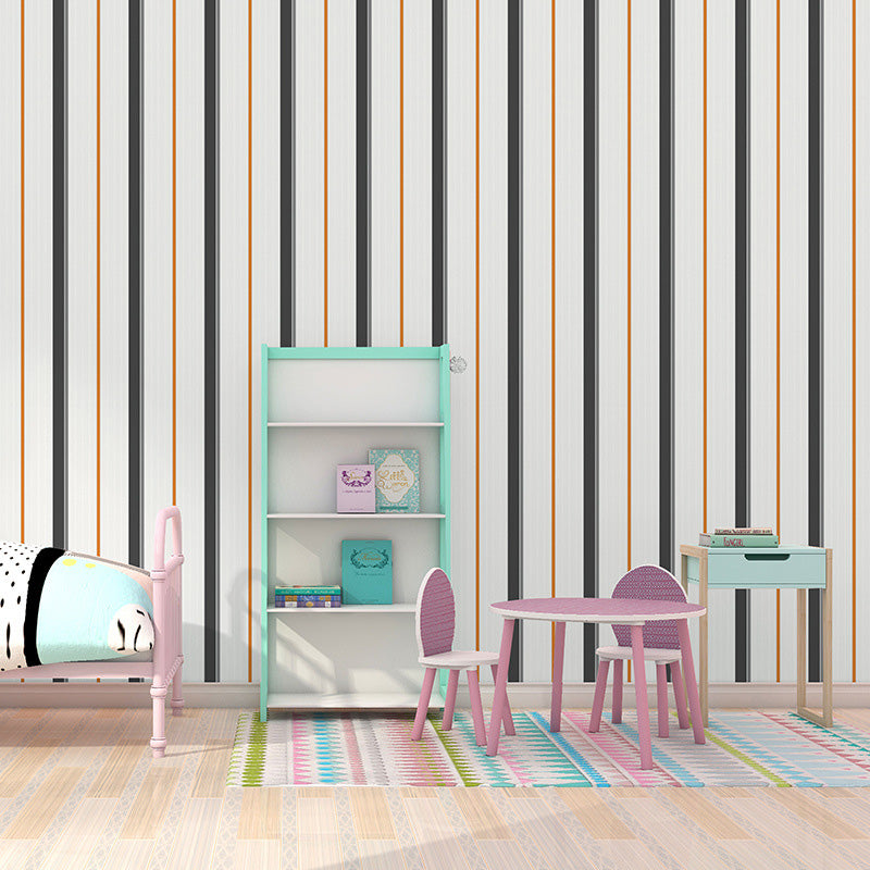 Neutral Color Latitudinal Stripes Wallpaper Roll Moisture-Resistant Wall Covering for Living Room