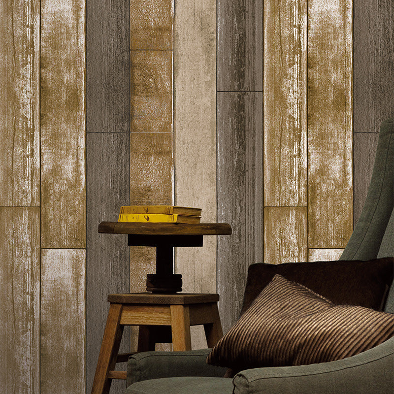 Rouleau de papier peint résistant à l'humidité, décoration murale effet bois de couleur naturelle, non collé pour la maison